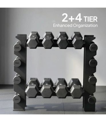 SPORTNOW 4-Tier Dumbbell Rack, Heavy-Duty Weight Rack for Dumbbells, Kettlebells and Multiple Balls, 200 KG Capacity, Black