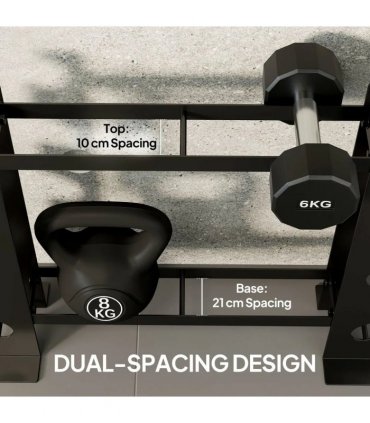 SPORTNOW 4-Tier Dumbbell Rack, Heavy-Duty Weight Rack for Dumbbells, Kettlebells and Multiple Balls, 200 KG Capacity, Black