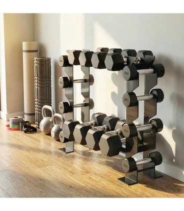 SPORTNOW 4-Tier Dumbbell Rack, Heavy-Duty Weight Rack for Dumbbells, Kettlebells and Multiple Balls, 200 KG Capacity, Black