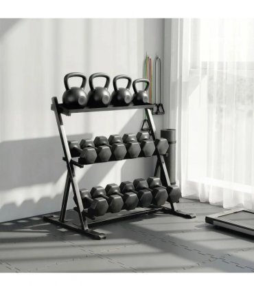 SPORTNOW 3-Tier Adjustable Dumbbell Rack, Heavy-Duty Weight Rack for Dumbbells, Kettlebells and Multiple Balls, Space-Saving Weight Storage Stand for Home Gym, 200 KG Capacity