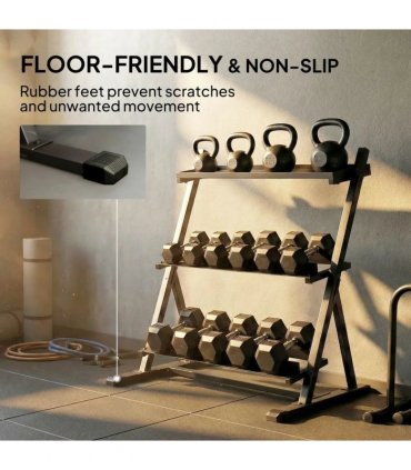 SPORTNOW 3-Tier Adjustable Dumbbell Rack, Heavy-Duty Weight Rack for Dumbbells, Kettlebells and Multiple Balls, Space-Saving Weight Storage Stand for Home Gym, 200 KG Capacity