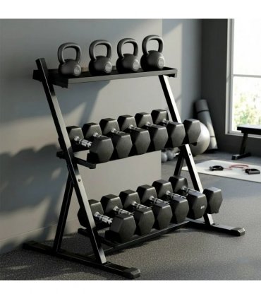 SPORTNOW 3-Tier Adjustable Dumbbell Rack, Heavy-Duty Weight Rack for Dumbbells, Kettlebells and Multiple Balls, Space-Saving Weight Storage Stand for Home Gym, 200 KG Capacity