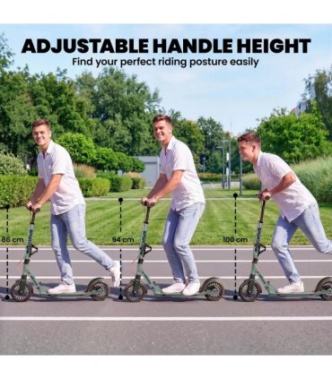 SPORTNOW Foldable Kick Scooter with Height Adjustable Handlebar, One-click Folding Adult Scooters with 200 mm Big Wheels, Silver Tone