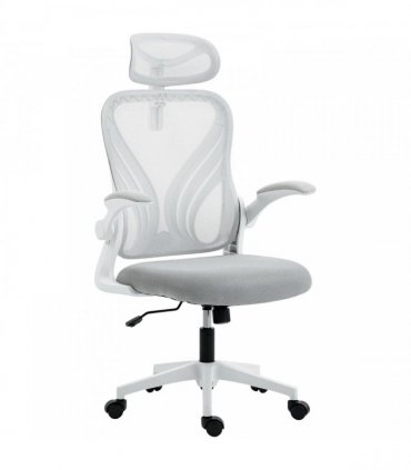 HOMCOM Ergonomic Office Chair with Foldable Backrest, 2D Headrest - Light Grey