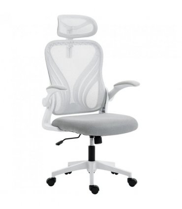 HOMCOM Ergonomic Office Chair with Foldable Backrest, 2D Headrest - Light Grey