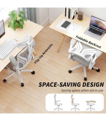 HOMCOM Ergonomic Office Chair with Foldable Backrest, 2D Headrest - Light Grey