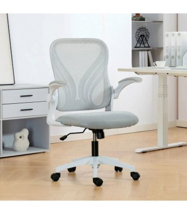 HOMCOM Mesh Office Chair with Foldable Backrest - Light Grey
