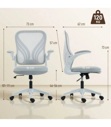 HOMCOM Mesh Office Chair with Foldable Backrest - Light Grey