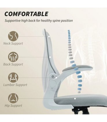 HOMCOM Mesh Office Chair with Foldable Backrest - Light Grey