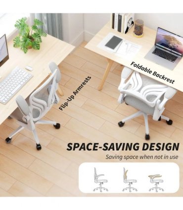 HOMCOM Mesh Office Chair with Foldable Backrest - Light Grey