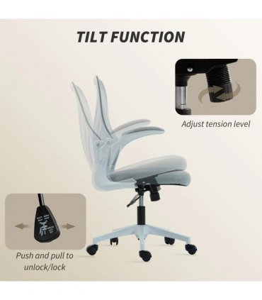 HOMCOM Mesh Office Chair with Foldable Backrest - Light Grey