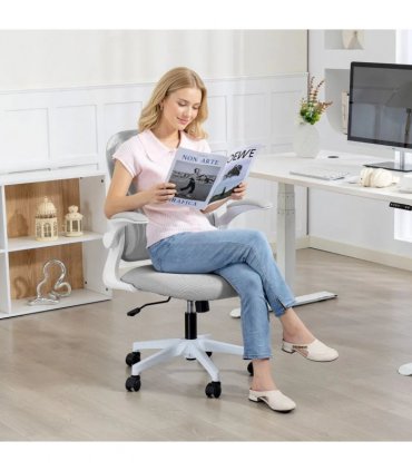 HOMCOM Mesh Office Chair with Foldable Backrest - Light Grey