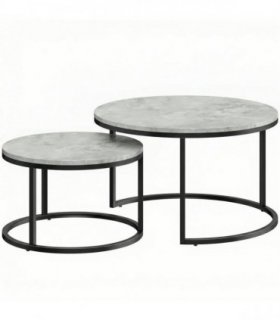 HOMCOM Set of Two Marble-Effect Stacking Tables - Grey