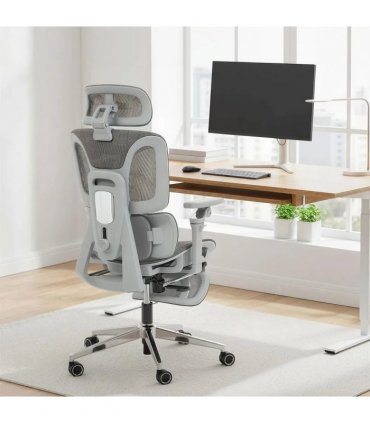 HOMCOM Ergonomic Office Chair, High Back Mesh Desk Chair, Grey