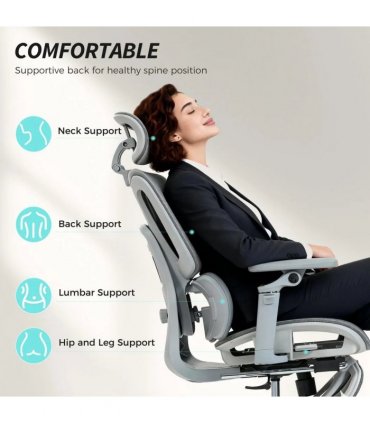 HOMCOM Ergonomic Office Chair, High Back Mesh Desk Chair, Grey