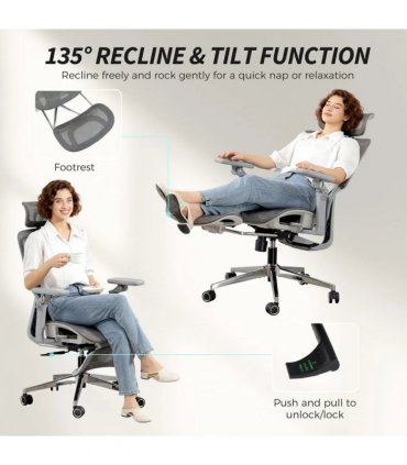 HOMCOM Ergonomic Office Chair, High Back Mesh Desk Chair, Grey
