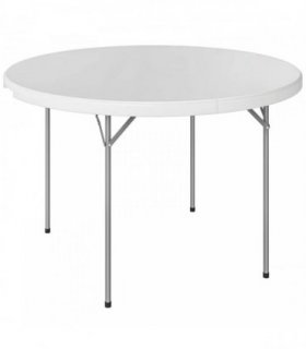 Outsunny 4ft Folding Picnic Table, Camping Table with Non-slip Foot Pads and Metal Frame, 100 kg Load, for Garden, White