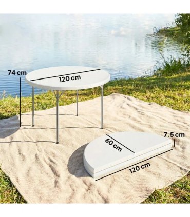 Outsunny 4ft Folding Picnic Table, Camping Table with Non-slip Foot Pads and Metal Frame, 100 kg Load, for Garden, White