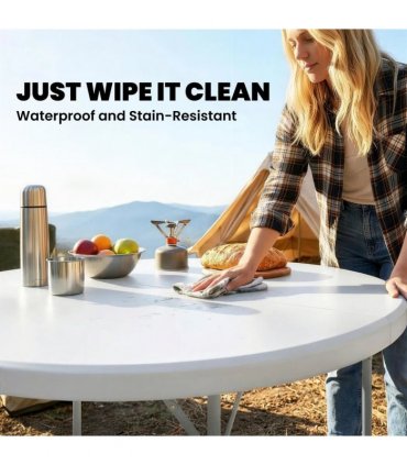 Outsunny 4ft Folding Picnic Table, Camping Table with Non-slip Foot Pads and Metal Frame, 100 kg Load, for Garden, White