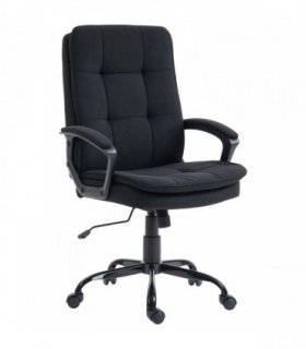 HOMCOM Linen-Look Double-Padded Office Chair - Black