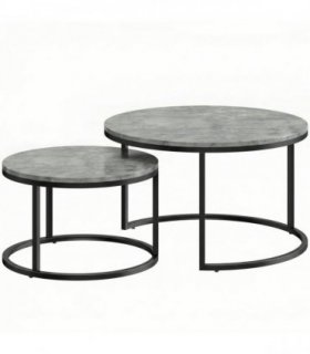 HOMCOM Set of Two Cement-Effect Stacking Tables - Grey