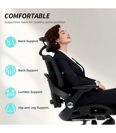 HOMCOM Ergonomic Office Chair, High Back Mesh Desk Chair, Black