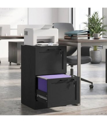 HOMCOM 2-Drawer Filing Cabinet with Lock - Black