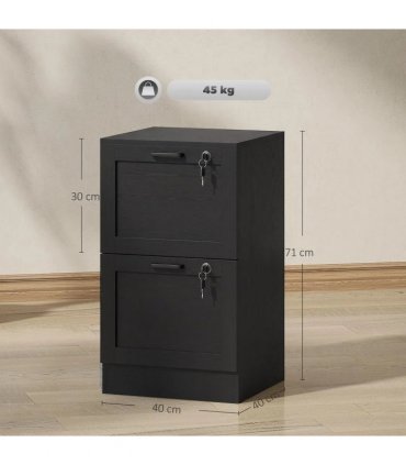 HOMCOM 2-Drawer Filing Cabinet with Lock - Black