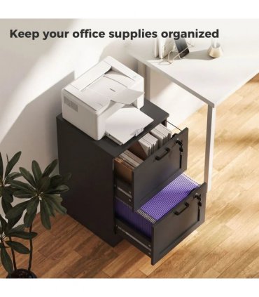 HOMCOM 2-Drawer Filing Cabinet with Lock - Black