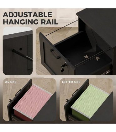 HOMCOM 2-Drawer Filing Cabinet with Lock - Black