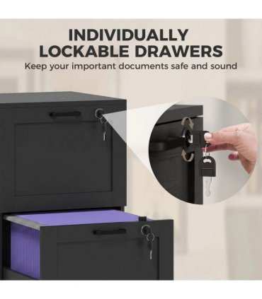 HOMCOM 2-Drawer Filing Cabinet with Lock - Black