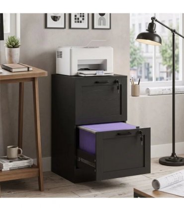 HOMCOM 2-Drawer Filing Cabinet with Lock - Black