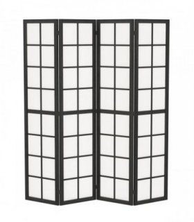 HOMCOM 4 Panel Folding Room Divider, Freestanding Room Separator, Indoor Privacy Screen for Living Room, Bedroom, Black