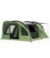 Outsunny 4 Person Easy Setup Family Camping Tent with 2 Rooms, Waterproof Tunnel Tent w/ Sewn In Groundsheet, Green & Grey