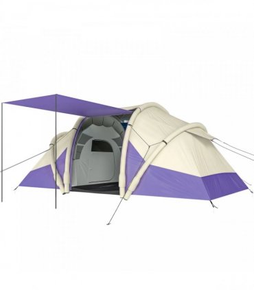 Outsunny Inflatable Tent 2 Bedroom Tunnel Design Windproof Air Tent with Carry Bag for 4 Person