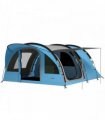 Outsunny 4 Person Easy Setup Family Camping Tent with 2 Rooms, Waterproof Tunnel Tent w/ Sewn In Groundsheet, Sky Blue & Grey