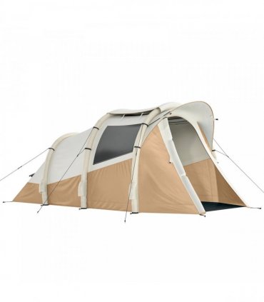 Outsunny Inflatable Camping Tent w/ Air Pump, Easy Setup 2-3 Person Blow Up Tent, Khaki