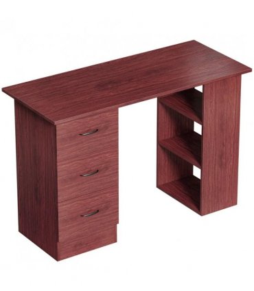 HOMCOM Computer Desk, Writing Table, PC Workstation with 3 Storage Shelves and Drawers, Handle, for Home Office, Walnut Brown