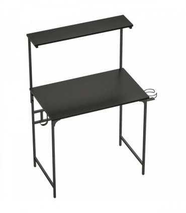 HOMCOM Computer Desk, 80cm Home Office Study Table with Hutch Shelf, Cup Holder, Headphone Hook, Black