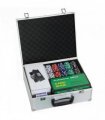 SPORTNOW 300-Piece Poker Chips Set with Card Shuffler, Card Shoe, Case, Casino Texas Holdem Poker Set with Mat, Silver Tone