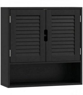 HOMCOM Bathroom Cabinet, Wall Mounted Storage Cabinet with Adjustable Shelves, 60 x 20 x 60 cm, Black