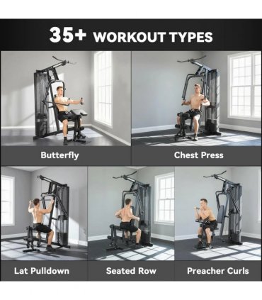 SPORTNOW Multi Gym with Adjustable Seat and Back, All in One Home Gym Machine with 45kg Weight Stack for Full Body Strength Training
