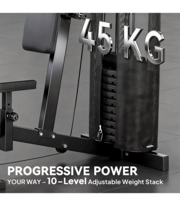 SPORTNOW Multi Gym with Adjustable Seat and Back, All in One Home Gym Machine with 45kg Weight Stack for Full Body Strength Training