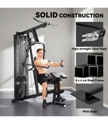 SPORTNOW Multi Gym with Adjustable Seat and Back, All in One Home Gym Machine with 45kg Weight Stack for Full Body Strength Training