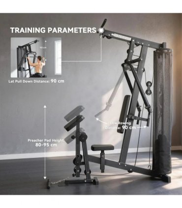 SPORTNOW Multi Gym with Adjustable Seat and Back, All in One Home Gym Machine with 45kg Weight Stack for Full Body Strength Training