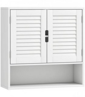 HOMCOM Bathroom Cabinet, Wall Mounted Storage Cabinet with Adjustable Shelves, 60 x 20 x 60 cm, White