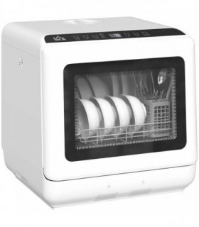 HOMCOM 6L Five-Mode Tabletop Dishwasher - White