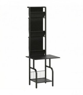 HOMCOM Vinyl Record Player Stand Record Storage with Player Stand Oxford Fabric Pockets Bottom Shelf, Black