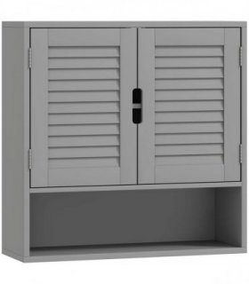 HOMCOM Bathroom Cabinet, Wall Mounted Storage Cabinet with Adjustable Shelves, 60 x 20 x 60 cm, Grey