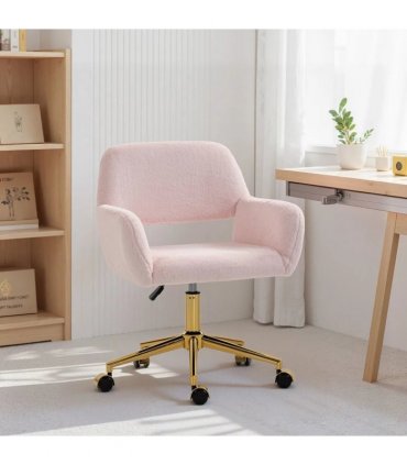 HOMCOM Faux Fur Rabbit Chair - Light Pink